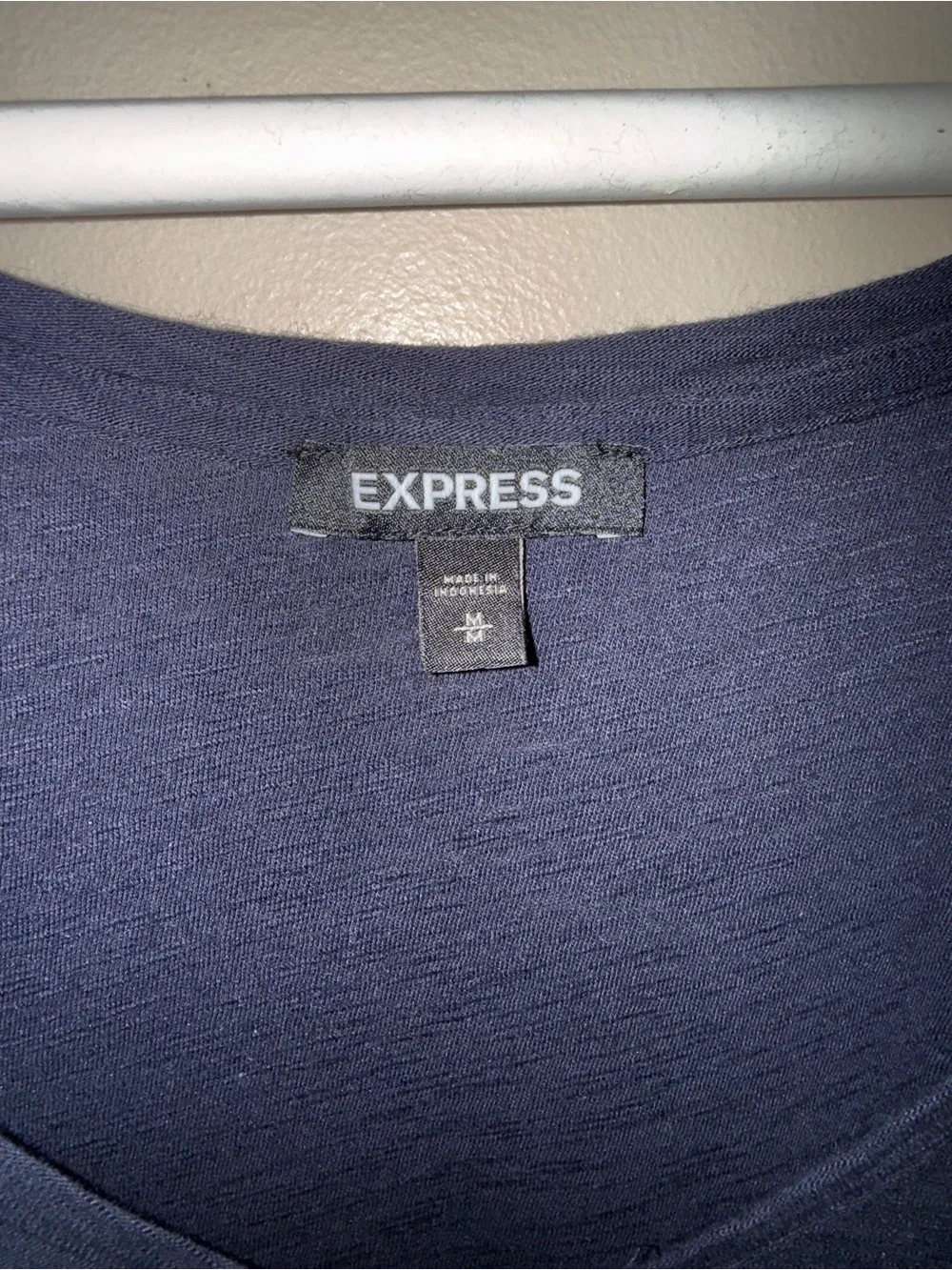 Express Navy Blue Slub Knit Scoop Neck Tee - Picture 4 of 4